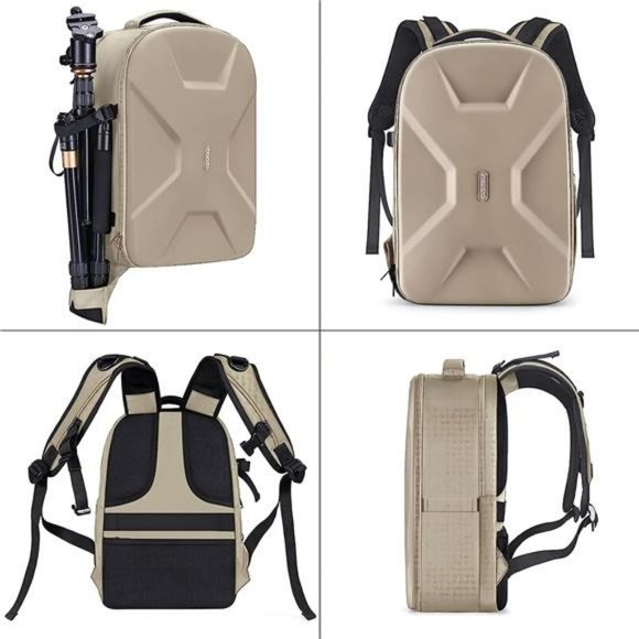 camera backpack leather tripod Waterproof With Holder For Travel Hiking, Khaki / 15" laptop reach higher BAGSMART Camera Backpack, Large DSLR/SLR